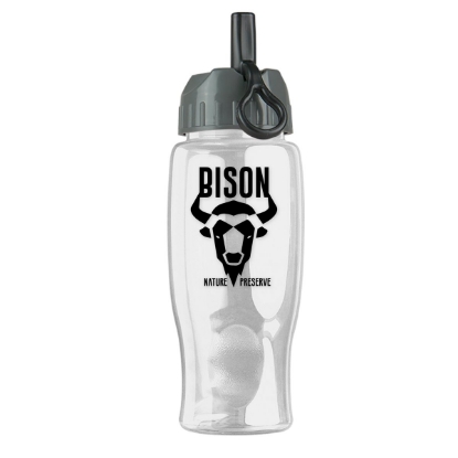 27 Oz. Poly-Pure Sports Bottle w/Flip Straw Lid - Clear