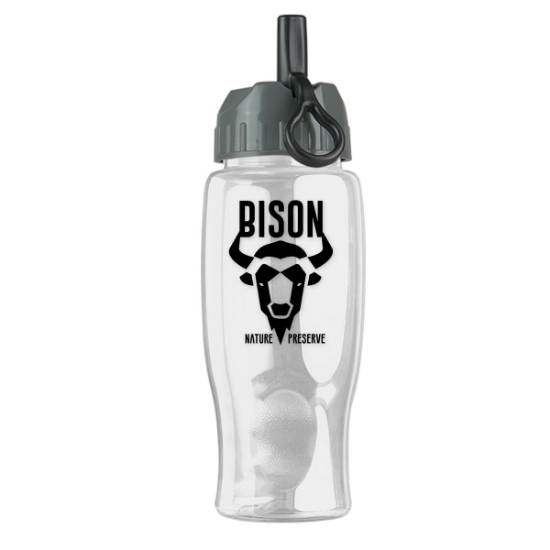 27 Oz. Poly-Pure Sports Bottle w/Flip Straw Lid - Clear