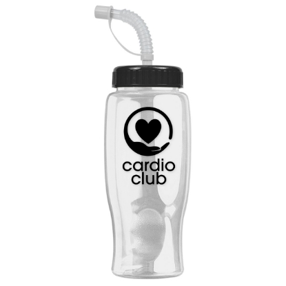 27 Oz. Poly Pure Transparent Sports Bottle w/Straw Lid - Clear