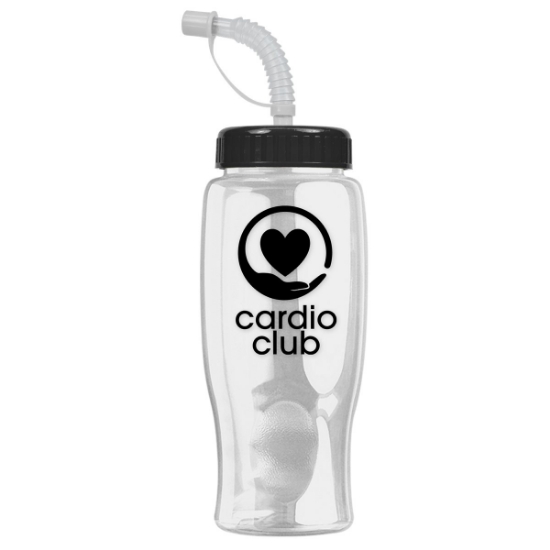 27 Oz. Poly Pure Transparent Sports Bottle w/Straw Lid - Clear