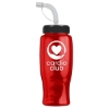 27 Oz. Poly Pure Transparent Sports Bottle w/Straw Lid - Translucent Red