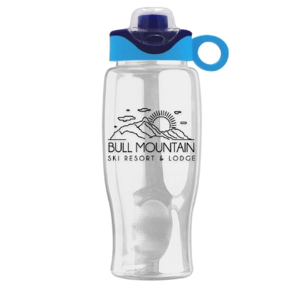Garyline® Poly+ Bottle with Two-Tone Drink-Thru Lid with Silicone Loop - 27 oz. - Clear
