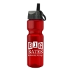 Garyline® Champ Bottle with Ring-Straw Lid - 28 oz. - Translucent Red