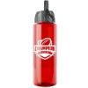 Garyline® Guzzler Bottle with Ring-Straw Lid - 32 oz. - Translucent Red