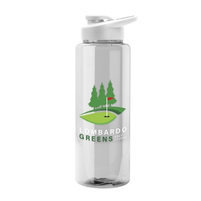 Garyline® Guzzler Bottle with Drink-Thru Lid - 32 oz. - Clear