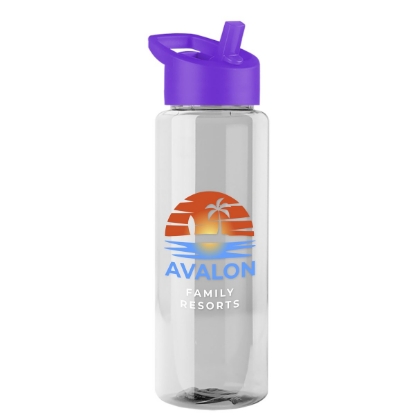 Garyline® Guzzler Bottle with Flip-Straw Lid - 32 oz. - Clear