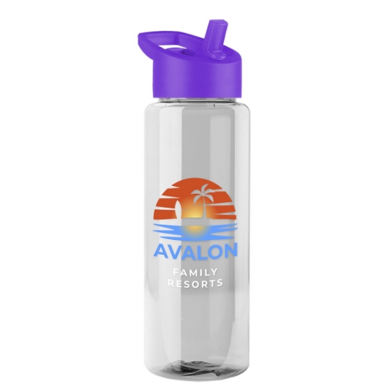 Garyline® Guzzler Bottle with Flip-Straw Lid - 32 oz. - Clear