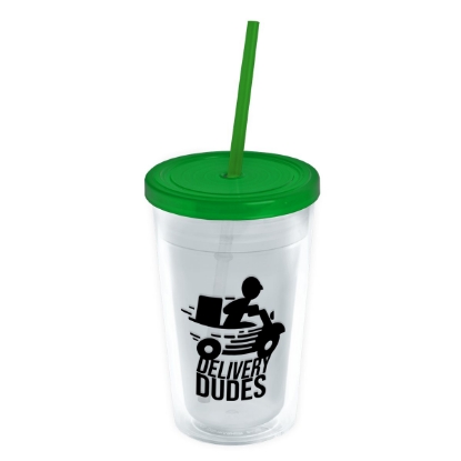 Garyline® Transparent Tumbler with Straw Lid - 16 oz. - Clear