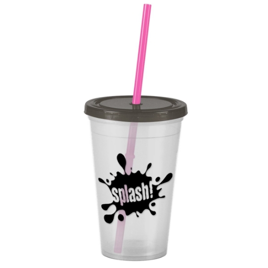 Garyline® Pioneer Insulated Tumbler with Straw - 16 oz. - Frost