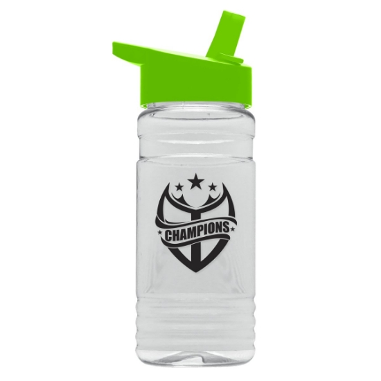 Garyline® Groove Tritan® Bottle with Flip-Straw Lid - 20 oz. - Clear