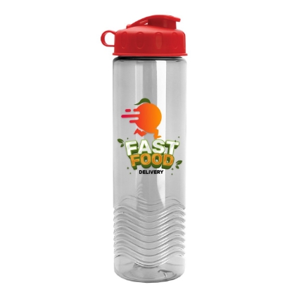 24 Oz. Wave Transparent Bottle w/Flip Top Lid - Clear