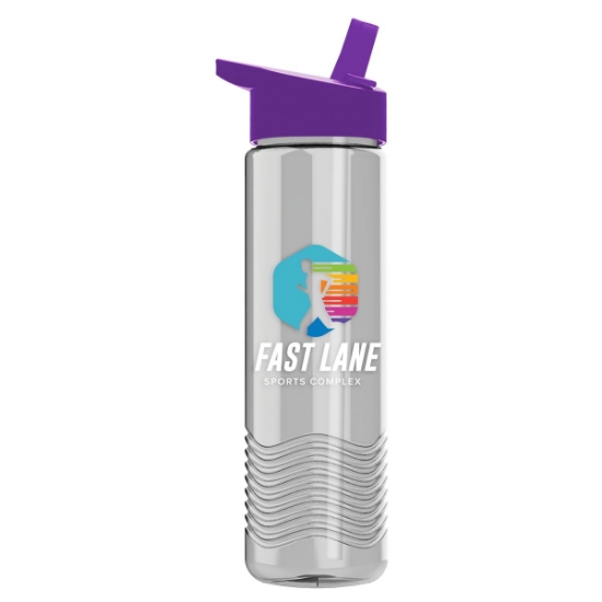 24 Oz. Wave Transparent Bottle w/Handle Straw Lid - Clear