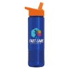 24 Oz. Wave Transparent Bottle w/Handle Straw Lid - Translucent Blue