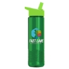 24 Oz. Wave Transparent Bottle w/Handle Straw Lid - Translucent Green