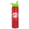 24 Oz. Wave Transparent Bottle w/Handle Straw Lid - Translucent Red