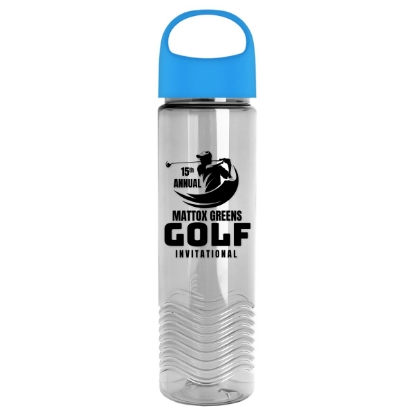 24 Oz. Transparent Wave Bottle w/Oval Crest Lid - Clear