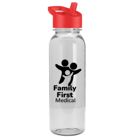 Garyline® Flat-Sided Tritan® Bottle with Flip-Straw Lid - 24 oz. - Clear