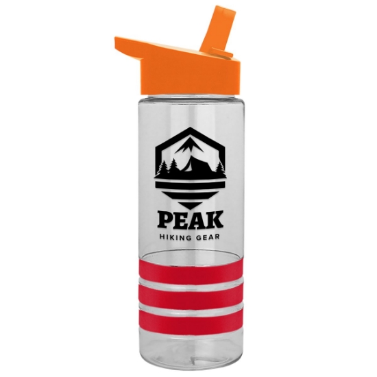 Garyline® Sergeant Stripe Tritan® Bottle with Flip-Straw Lid and Stripe Bands - 24 oz. - Clear