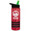 Garyline® Sergeant Stripe Tritan® Bottle with Flip-Straw Lid and Stripe Bands - 24 oz. - Translucent Red