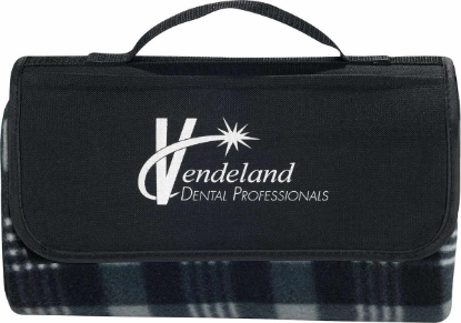 Padded Water-Resistant Fleece Picnic Blanket - Black