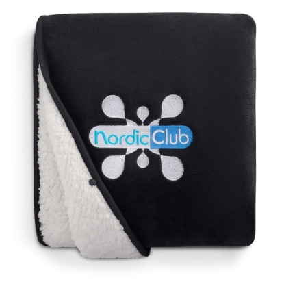 Oversized Wearable WFH Cozy Fleece Sherpa Blanket - Black