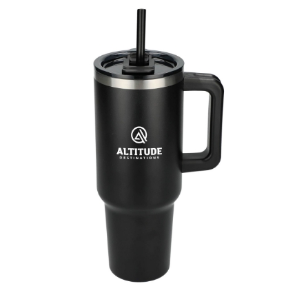 Pinnacle 40 oz Vacuum Insulated Eco-Friendly Travel Tumbler With Straw - Black