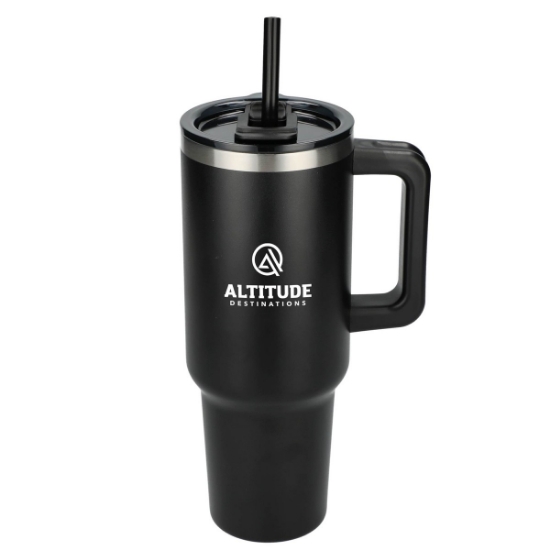 Pinnacle 40 oz Vacuum Insulated Eco-Friendly Travel Tumbler With Straw - Black