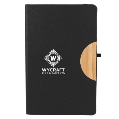 5.5'' x 8.5'' Kaya Recycled PU and Bamboo Journal - Black