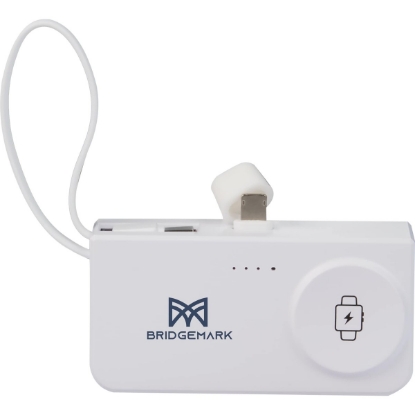 Hue Plus 5000 mAh Power Bank with Watch Charger - White