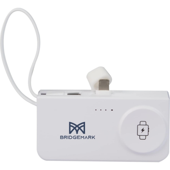 Hue Plus 5000 mAh Power Bank with Watch Charger - White