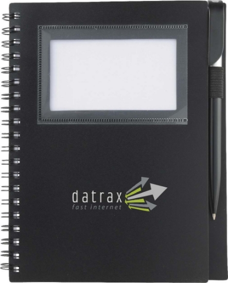 5.5'' x 7'' FSC® Mix Star Spiral Notebook with Pen - Black