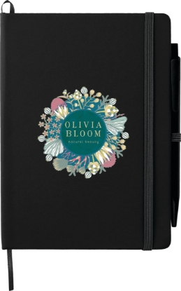 5'' x 7'' FSC® Mix Prime Notebook With Pen - Black