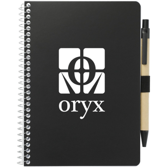 5'' x 7'' FSC® Mix Spiral Notebook with Pen - Black