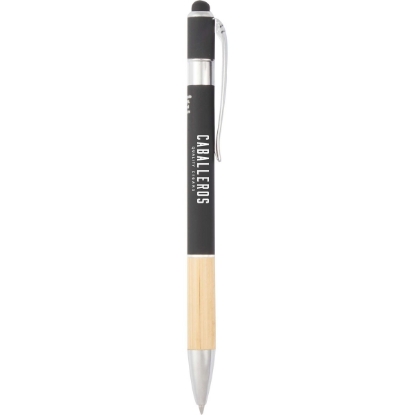 Bamboo and Recycled Aluminum Soft Touch Ballpoint Stylus - Black