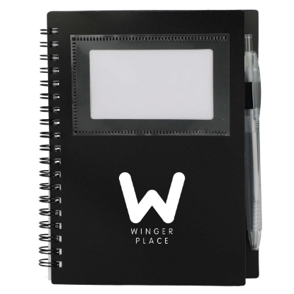 5'' x 7'' FSC® Recycled Star Spiral Notebook with Pen - Black