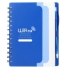 5'' x 7'' Recycled Dual Pocket Spiral Notebook w Pen - Blue