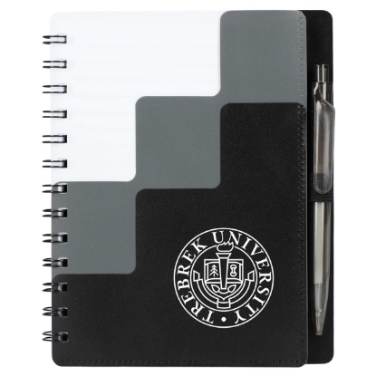 5'' x 7'' Recycled Pace Spiral Notebook w Pen - Black