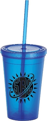 Iceberg 16oz Double-Wall Tumbler w/Straw - Translucent Blue