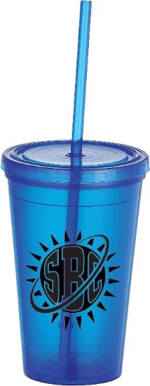Iceberg 16oz Double-Wall Tumbler w/Straw - Translucent Blue