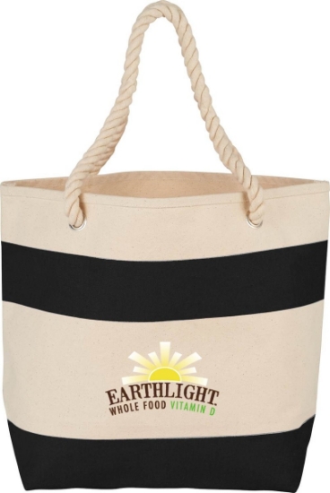 Rope Handle 16oz Cotton Canvas Tote - Black