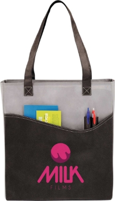 Rivers Pocket Non-Woven Convention Tote - Gray with Black Trim
