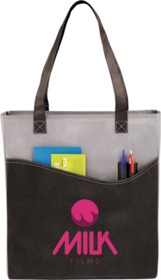 Rivers Pocket Non-Woven Convention Tote - Gray with Black Trim