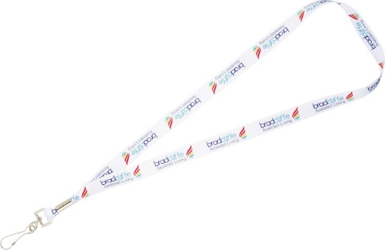 Full Color 3/4'' Premium Lanyard w/ Hook - White