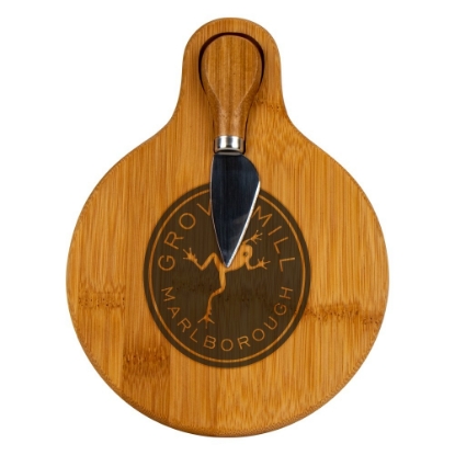 Small Bamboo Cutting Board with Cheese Knife - Chjb