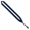 3/4" Polyester Lanyard with Metal Crimp & Bulldog Clip - Navy