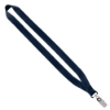 3/4" Economy Polyester Lanyard with Sewn Silver Tone Metal Bulldog Clip - Navy