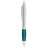 Curvaceous Silver Matte Ballpoint Pen - Peacock Blue