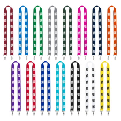 IMPORT Rush 1" Polyester 2-Ended Lanyard with Dual Sewn Silver Metal Split-Ring - Group