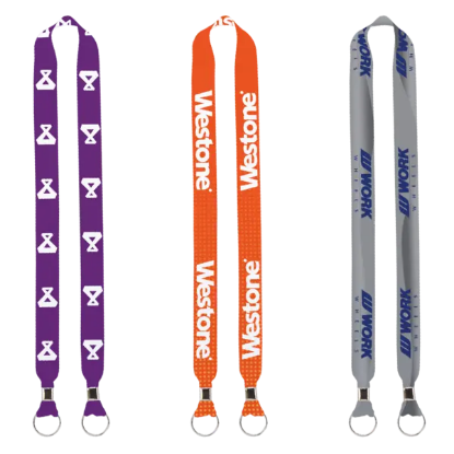 IMPORT Rush 1" Dye-Sublimated 2-Ended Lanyard with Dual Silver Metal Crimp & Split-Ring - Group