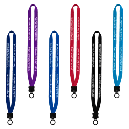 1/2" Smooth Nylon Lanyard with Plastic Clamshell & O-Ring - Group